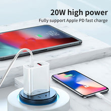 Load image into Gallery viewer, 20W PD Type-C + QC 3.0 USB Interface Fast Charging Travel Charger with USB to 8 Pin Fast Charge Data Cable, EU Plug, US Plug, AU Plug