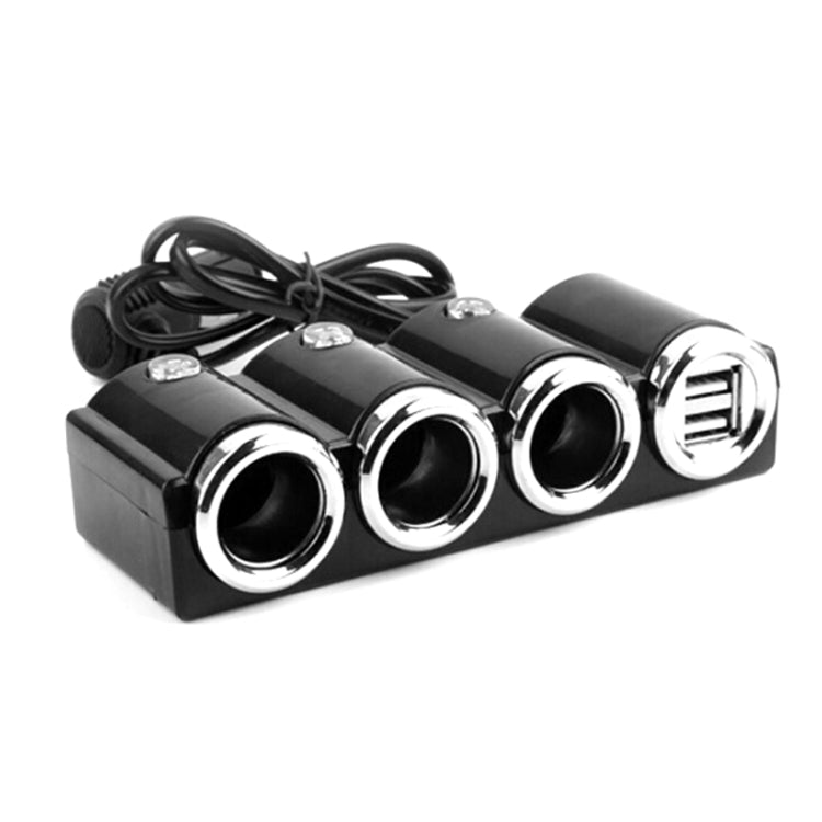 Car Cigarette Lighter Socket Splitter Dual USB Port Car Charger 3-Way Adapter, 1503