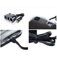 Load image into Gallery viewer, Car Cigarette Lighter Splitter Adapter 3 Socket Cigarette Lighter Splitter Dual USB Car Charger On/Off Switches 12V Car Splitter Adapter, 1505