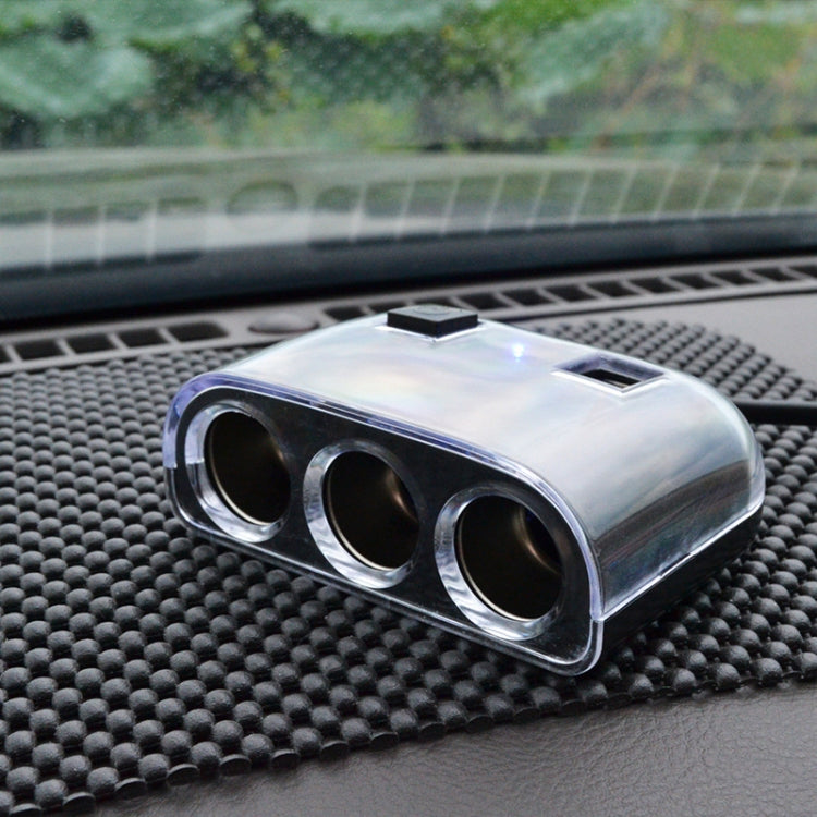 Car Cigarette Lighter Splitter Adapter 3 Socket Cigarette Lighter Splitter Dual USB Car Charger On/Off Switches 12V Car Splitter Adapter, 1505