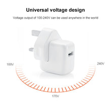 Load image into Gallery viewer, 12W USB Port Travel Charger for iPad Series / iPod Series / iPhone Series , UK Plug