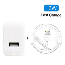 Load image into Gallery viewer, 12W USB Charger + USB to 8 Pin Data Cable for iPad / iPhone / iPod Series, US Plug