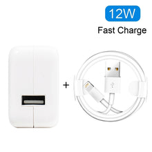 Load image into Gallery viewer, 12W USB Charger + USB to 8 Pin Data Cable for iPad / iPhone / iPod Series, EU Plug