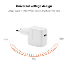 Load image into Gallery viewer, 12W USB Charger + USB to 8 Pin Data Cable for iPad / iPhone / iPod Series, EU Plug