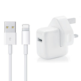 12W USB Charger + USB to 8 Pin Data Cable for iPad / iPhone / iPod Series, UK Plug