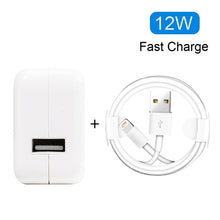 Load image into Gallery viewer, 12W USB Charger + USB to 8 Pin Data Cable for iPad / iPhone / iPod Series, UK Plug