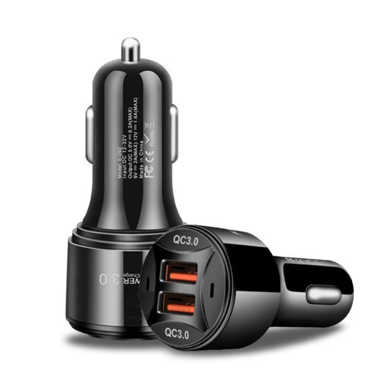 TE-092 36W Dual QC3.0 USB Fast Car Charger, TE-092