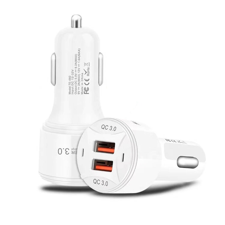 TE-092 36W Dual QC3.0 USB Fast Car Charger, TE-092