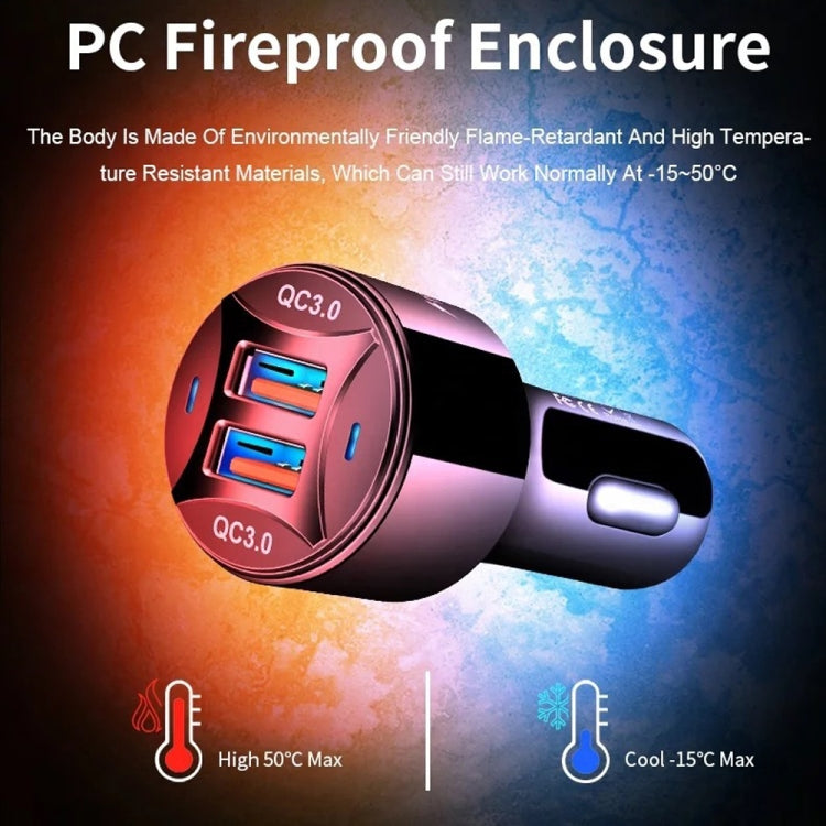 TE-092 36W Dual QC3.0 USB Fast Car Charger, TE-092