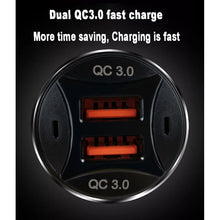 Load image into Gallery viewer, TE-092 36W Dual QC3.0 USB Fast Car Charger + USB to Micro USB Data Cable Set, TE-092 with Micro USB Cable