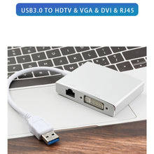 Load image into Gallery viewer, WS-03 4 in 1 USB 3.0 to VGA + HDMI + DVI + RJ45 Network Card Ethernet Converter