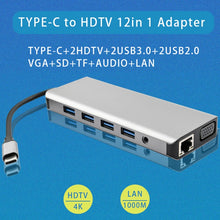Load image into Gallery viewer, WS-04 12-in-1 Type-C Notebook Multi-function Docking Station, 12 in 1