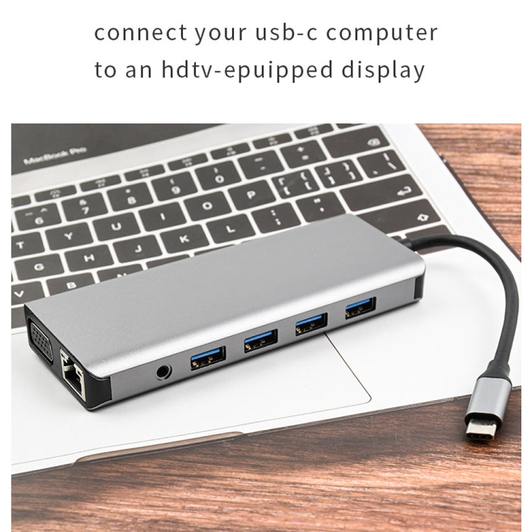 WS-04 12-in-1 Type-C Notebook Multi-function Docking Station, 12 in 1