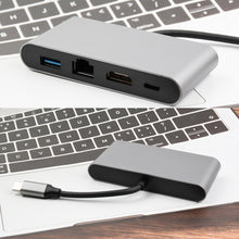 Load image into Gallery viewer, WS-07 Type-C 3.1 to RJ45 + HDMI + USB3.0 + PD 4-in-1 Converter Multifunctional Docking Station, WS-07