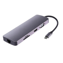 Load image into Gallery viewer, WS-11 8 in 1 Type-C to HDMI + VGA + SD + TF + RJ45 + PD + 2 x USB3.0 HUB Adapter Converter