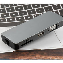 Load image into Gallery viewer, WS-11 8 in 1 Type-C to HDMI + VGA + SD + TF + RJ45 + PD + 2 x USB3.0 HUB Adapter Converter