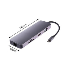 Load image into Gallery viewer, WS-11 8 in 1 Type-C to HDMI + VGA + SD + TF + RJ45 + PD + 2 x USB3.0 HUB Adapter Converter