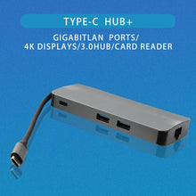 Load image into Gallery viewer, WS-11 8 in 1 Type-C to HDMI + VGA + SD + TF + RJ45 + PD + 2 x USB3.0 HUB Adapter Converter
