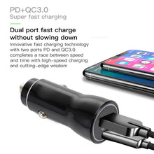 Load image into Gallery viewer, P21 Portable PD 20W + QC3.0 18W Dual Ports Fast Car Charger with USB to Type-C Cable Kit, with Type-C Cable