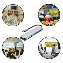Load image into Gallery viewer, 6 in 1 Type C to 3 x USB Ports + SD/TF + HDMI Docking Station