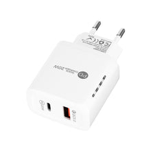 Load image into Gallery viewer, TE-PD01 PD 20W + QC3.0 USB Dual Ports Quick Charger with Indicator Light, EU Plug, EU Plug