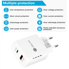 Load image into Gallery viewer, TE-PD01 PD 20W + QC3.0 USB Dual Ports Quick Charger with Indicator Light, EU Plug, EU Plug