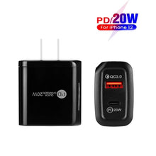 Load image into Gallery viewer, TE-PD01 PD 20W + QC3.0 USB Dual Ports Quick Charger with Indicator Light, US Plug, US Plug