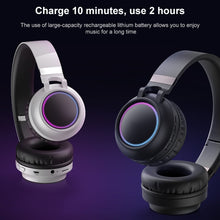 Load image into Gallery viewer, Colorful LED Bluetooth 5.0 Headphones Foldable Wireless HiFi Stereo Headset with Mic, Support TF Card / 3.5mm AUX