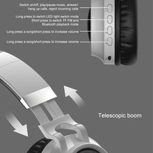 Load image into Gallery viewer, Colorful LED Bluetooth 5.0 Headphones Foldable Wireless HiFi Stereo Headset with Mic, Support TF Card / 3.5mm AUX
