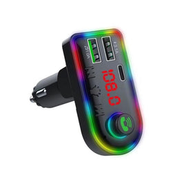 F8 Car FM Transmitter Colorful Light Type-C Car MP3 Player, F8
