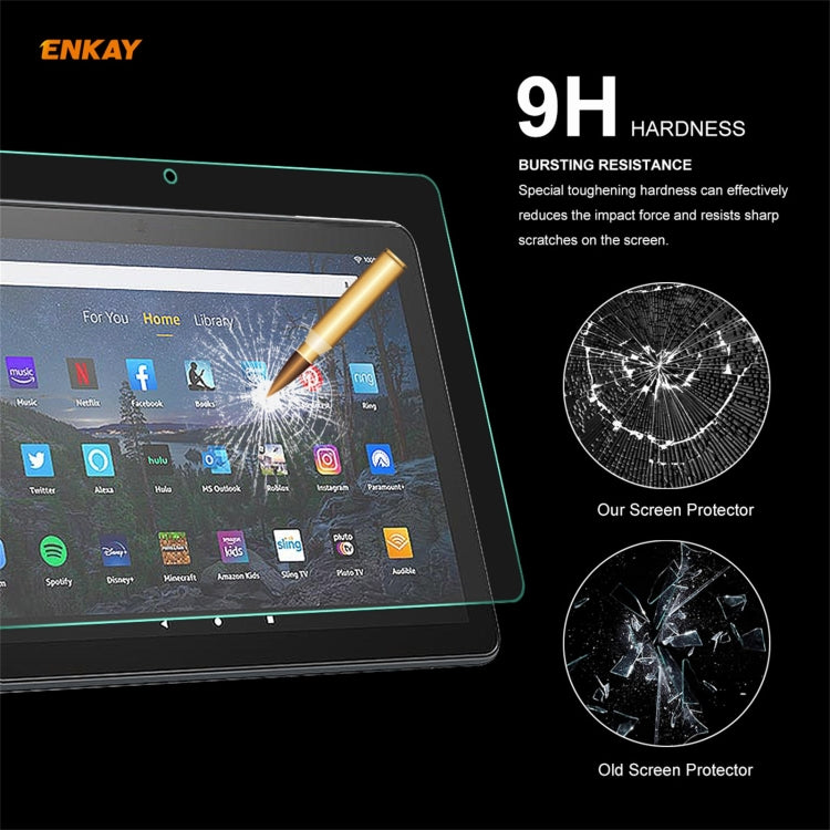 For Amazon Fire HD 10 / HD 10 Plus 2021 ENKAY Hat-Prince 0.33mm 9H Surface Hardness 2.5D Explosion-proof Tempered Glass Protector Film