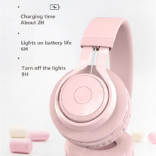 Load image into Gallery viewer, BT06C Cute Wireless Bluetooth 5.0 Headset for Children with Microphone LED Light Suppport Aux-in