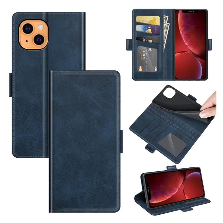 Dual-side Magnetic Buckle Horizontal Flip Leather Case with Holder & Card Slots & Wallet for iPhone 13