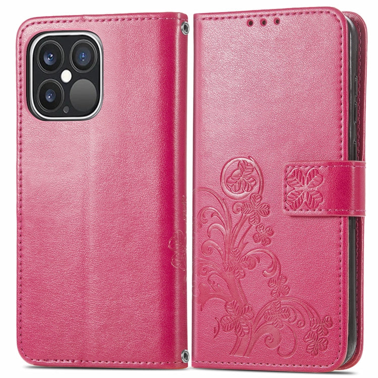 Four-leaf Clover Clasp Embossed Buckle Mobile Phone Protection Leather Case with Lanyard & Card Slot & Wallet & Bracket Function, For iPhone 13 Pro Max, For iPhone 13 Pro, For iPhone 13, For iPhone 13 mini