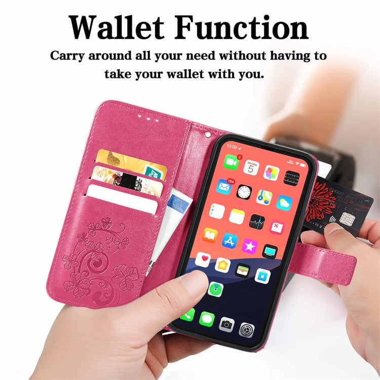 Four-leaf Clover Clasp Embossed Buckle Mobile Phone Protection Leather Case with Lanyard & Card Slot & Wallet & Bracket Function, For iPhone 13 Pro Max, For iPhone 13 Pro, For iPhone 13, For iPhone 13 mini