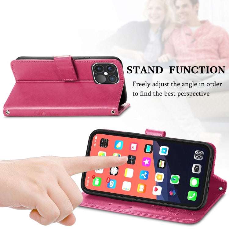 Four-leaf Clover Clasp Embossed Buckle Mobile Phone Protection Leather Case with Lanyard & Card Slot & Wallet & Bracket Function, For iPhone 13 Pro Max, For iPhone 13 Pro, For iPhone 13, For iPhone 13 mini