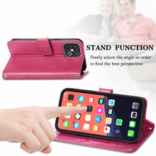 Load image into Gallery viewer, Four-leaf Clover Clasp Embossed Buckle Mobile Phone Protection Leather Case with Lanyard &amp; Card Slot &amp; Wallet &amp; Bracket Function, For iPhone 13 Pro Max, For iPhone 13 Pro, For iPhone 13, For iPhone 13 mini