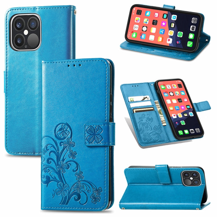 Four-leaf Clover Clasp Embossed Buckle Mobile Phone Protection Leather Case with Lanyard & Card Slot & Wallet & Bracket Function, For iPhone 13 Pro Max, For iPhone 13 Pro, For iPhone 13, For iPhone 13 mini