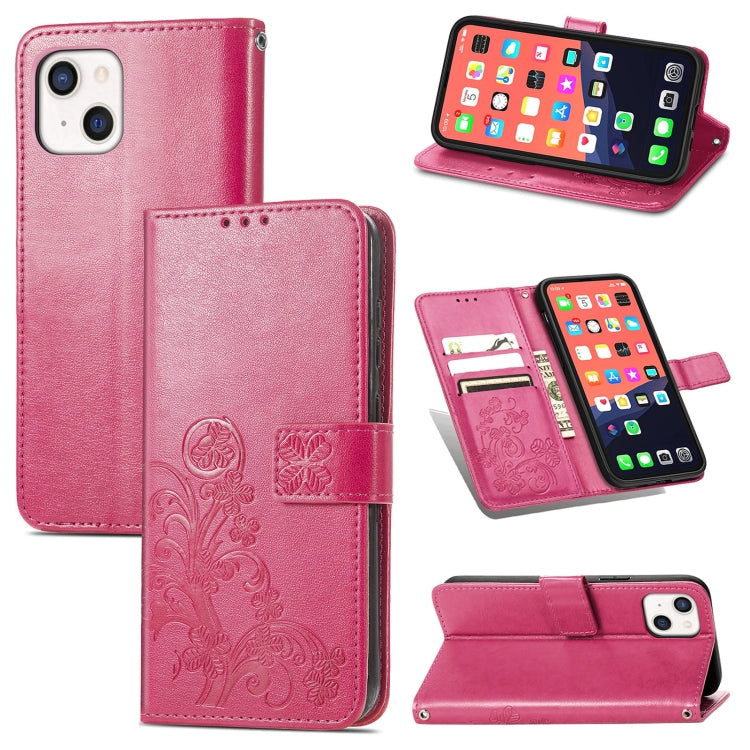 Four-leaf Clover Clasp Embossed Buckle Mobile Phone Protection Leather Case with Lanyard & Card Slot & Wallet & Bracket Function, For iPhone 13 Pro Max, For iPhone 13 Pro, For iPhone 13, For iPhone 13 mini