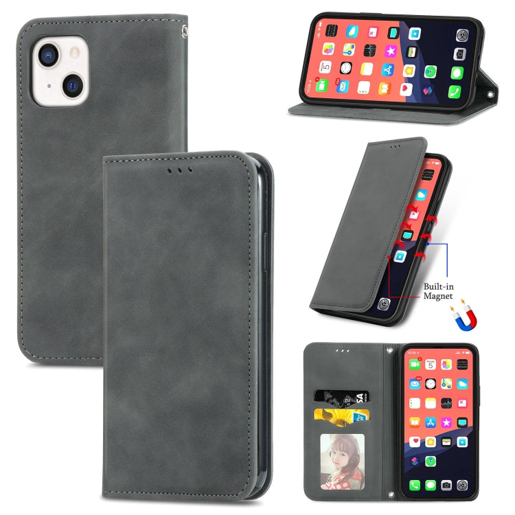 Retro Skin Feel Business Magnetic Horizontal Flip Leather Case With Holder & Card Slots & Wallet & Photo Frame, For iPhone 13 Pro Max, For  iPhone 13 Pro, For iPhone 13, For iPhone 13 mini
