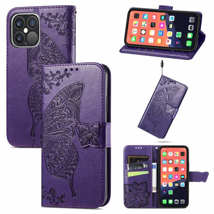 Butterfly Love Flower Embossed Horizontal Flip Leather Case with Bracket / Card Slot / Wallet / Lanyard, For iPhone 13 Pro Max, For iPhone 13 Pro, For iPhone 13, For iPhone 13 mini