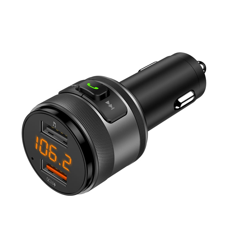 C57 QC3.0 Wireless FM Transmitter Fast Car Charger Bluetooth 5.0 Hands-free Car Modulator USB Flash Memory MP3 Player, C57