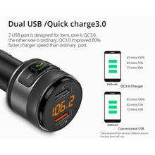 Load image into Gallery viewer, C57 QC3.0 Wireless FM Transmitter Fast Car Charger Bluetooth 5.0 Hands-free Car Modulator USB Flash Memory MP3 Player, C57