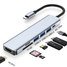 Load image into Gallery viewer, 7 In 1 HDMI+SD/TF+USB2.0x2+USB3.0+PD to Type-C HUB Docking Station, 7 In 1 Station