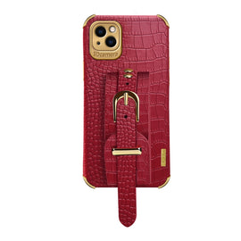 Electroplated TPU Crocodile Pattern Leather Case with Wrist Strap, For iPhone 13 Pro Max, For iPhone 13 Pro, For iPhone 13, For iPhone 13 mini