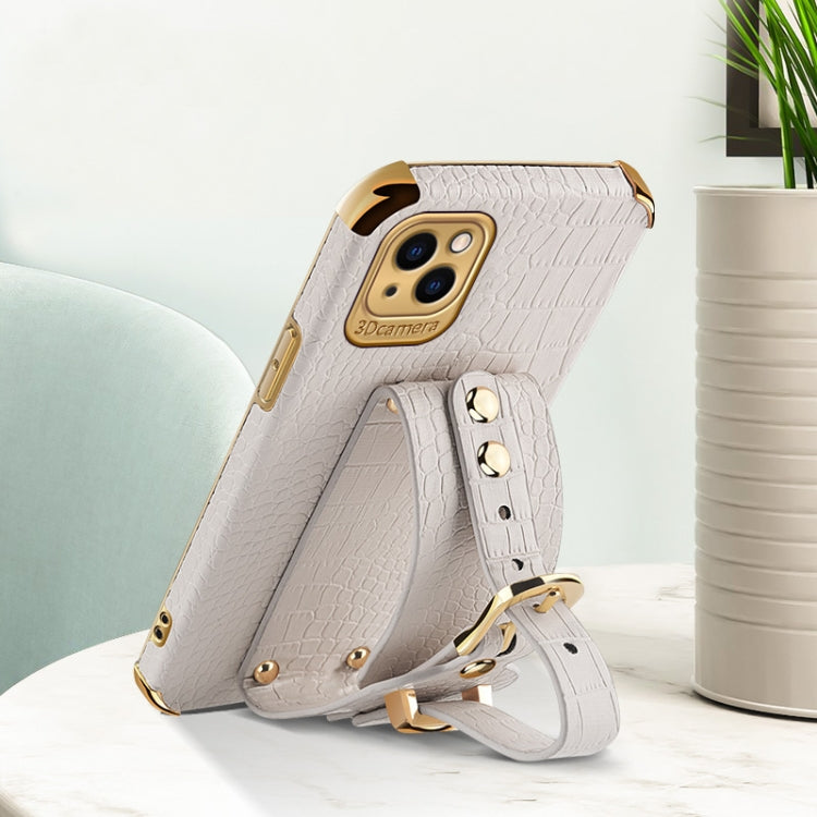 Electroplated TPU Crocodile Pattern Leather Case with Wrist Strap, For iPhone 13 Pro Max, For iPhone 13 Pro, For iPhone 13, For iPhone 13 mini