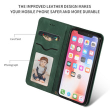 Load image into Gallery viewer, Retro Skin Feel Business Magnetic Horizontal Flip Leather Case for iPhone XS Max, Army Green, Brown, Red, Navy Blue, Dark Gray