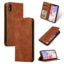 Load image into Gallery viewer, Retro Skin Feel Business Magnetic Horizontal Flip Leather Case for iPhone XS Max, Army Green, Brown, Red, Navy Blue, Dark Gray