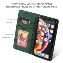 Load image into Gallery viewer, Retro Skin Feel Business Magnetic Horizontal Flip Leather Case for iPhone XR, Army Green, Red, Brown, Navy Blue, Dark Gray