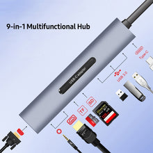Load image into Gallery viewer, V161B 9-in-1 Type-C to HD / VGA / USB3.0 / SD / 3.5mm Audio / TF Card Reader HUB, V161B